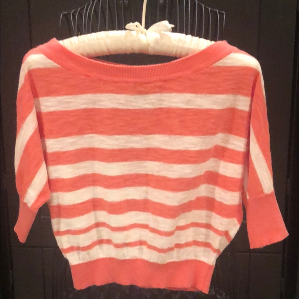 EUC Coral and white striped top.